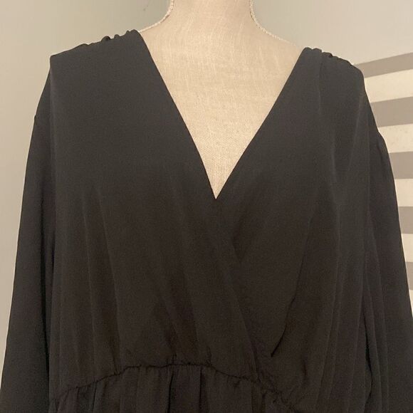 Torrid Black Lightweight Faux Wrap Semi-Sheer High-Low Dress Size 4 - Picture 2 of 9